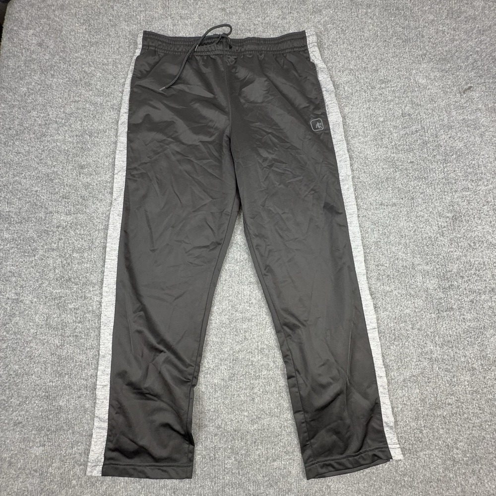 AND1 Pants Mens 2XL Black Microfiber Track Elastic Waist Side Stripe Athletic‎